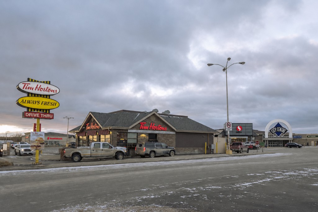City Centre mall entrance and Tim Hortons